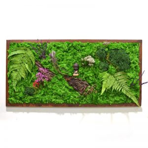 Enlightened Bodhi Moss Frame with Dark Wood